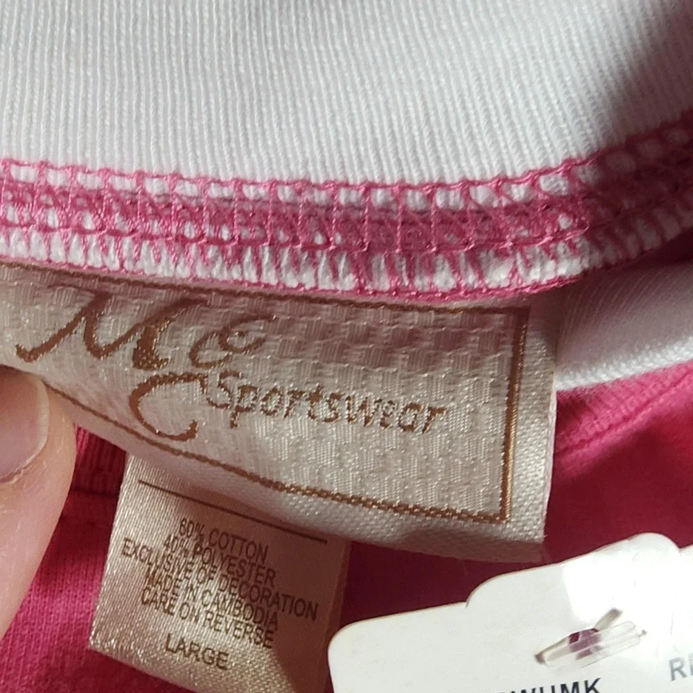 M&C Sportswear Shirt Womens Large Pink Grandma Love Grows Roses Embroidered